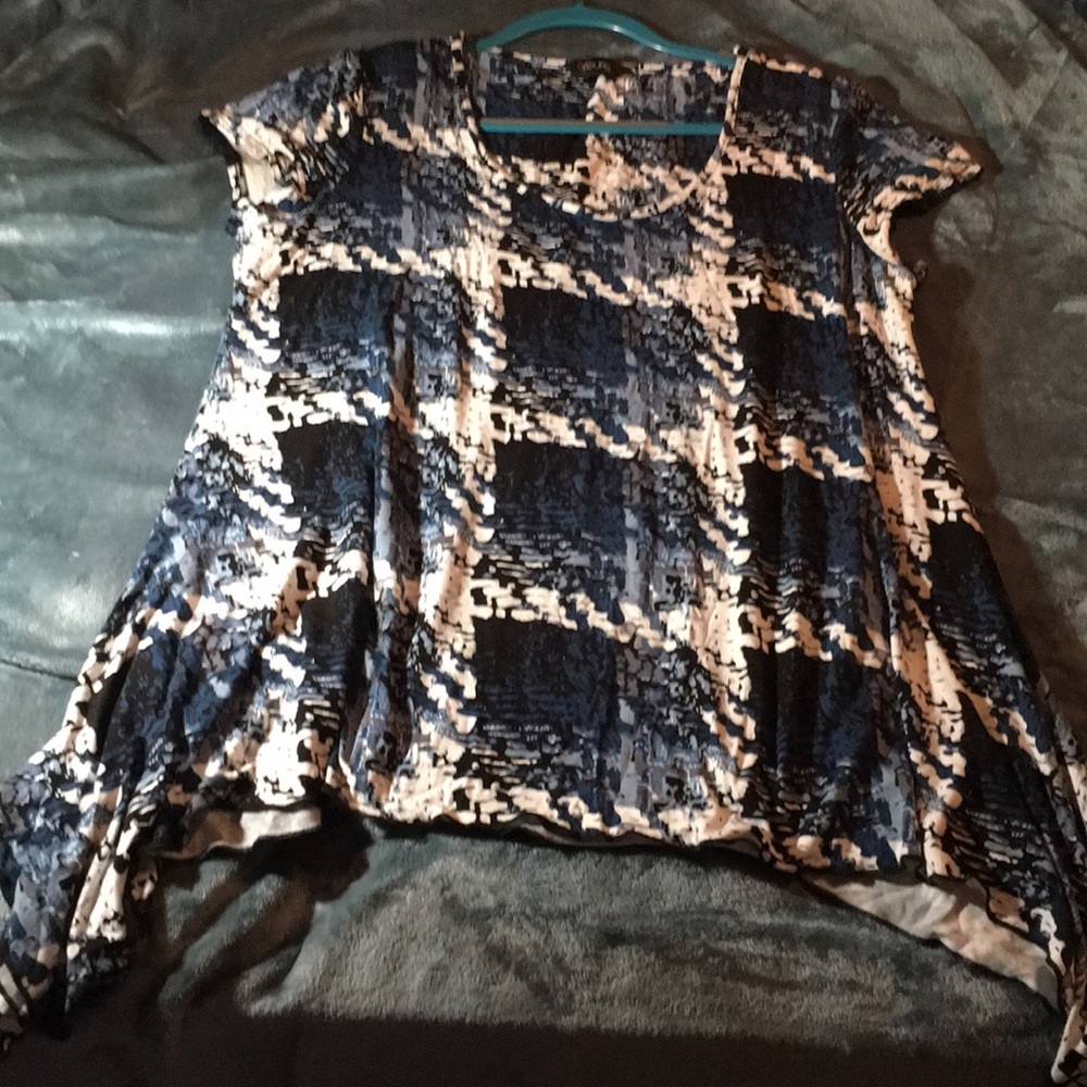 Blue and White Blouse